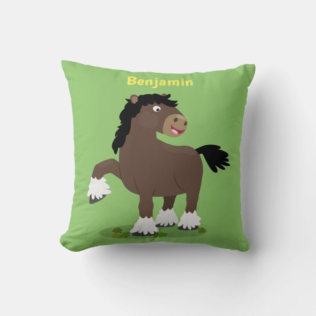 Coussin Caricature de cheval de trait de Cute Clydesdale (Recto)