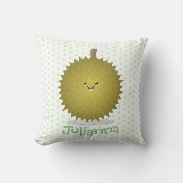 Coussin Caricature de durian joyeux (Recto)