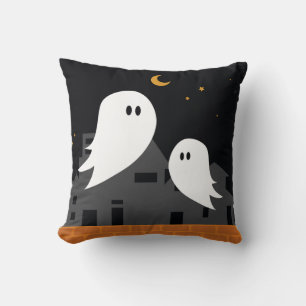 Coussin Caricature de la ville fantôme éffrayante hallowee