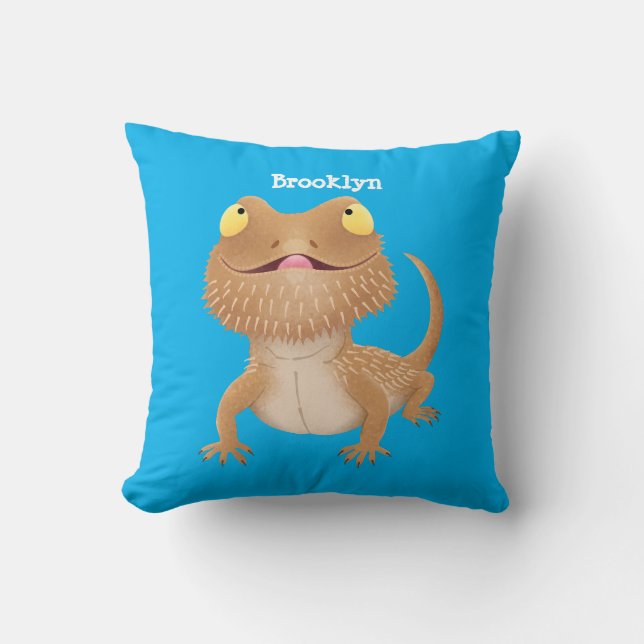 Coussin Caricature de lézard de dragon à barbe (Recto)