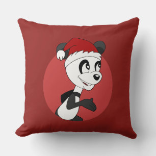 Coussin Caricature de Noël avec mignon ours en panda jetez