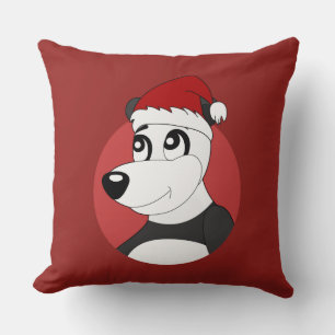 Coussin Caricature de Noël avec mignon ours en panda jetez
