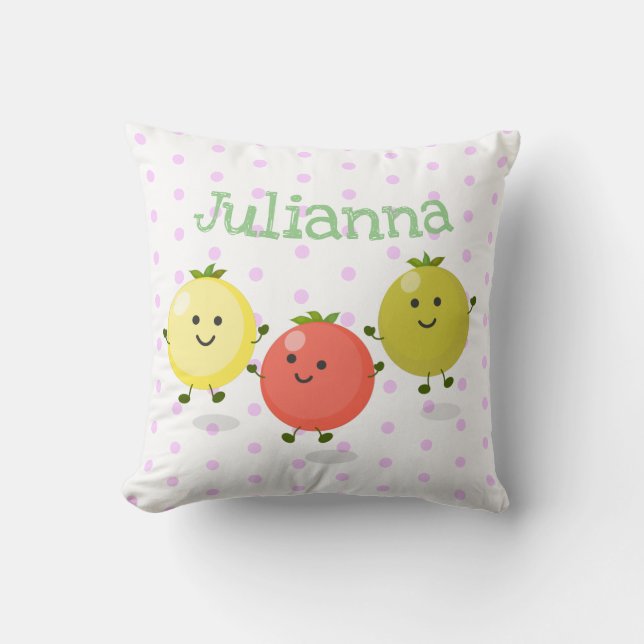 Coussin Caricature de tomates cerises mûres (Recto)