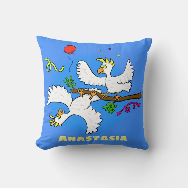 Coussin Caricature d'oiseaux de cockatoo amusante (Recto)