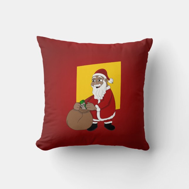 Coussin Caricature du Père Noël noir (Recto)
