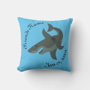 Coussin Caricature d'un grand requin blanc effrayant Class