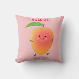 Coussin Caricature jaune mangue mignonne