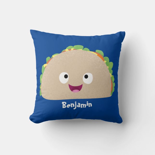 Coussin Caricature joli sourire taco dessin animé (Recto)