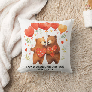 Coussin Caricature mignonne Bears Love Hearts Valentine