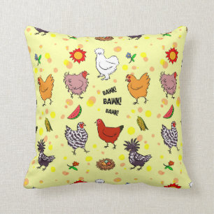 Coussin Caricature motif de poulets mignons et sans soudur