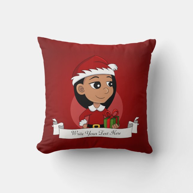 Coussin Caricature pour fille de Noël Lancer l'oreiller (Recto)