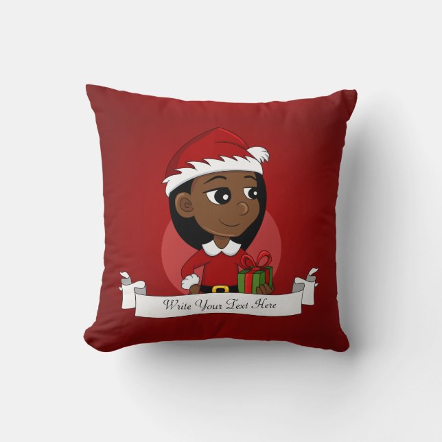 Coussin Caricature pour fille de Noël Lancer l'oreiller (Recto)