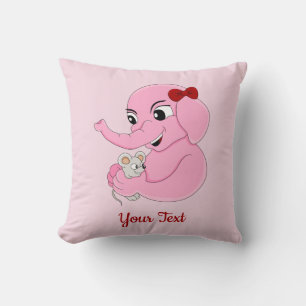 Coussin Caricature pour fille éléphante mignonne lancer or