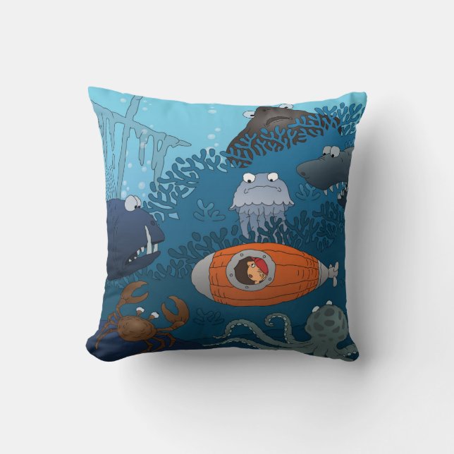 Coussin Caricature pour garçon sous-marin Monstre animal s (Recto)