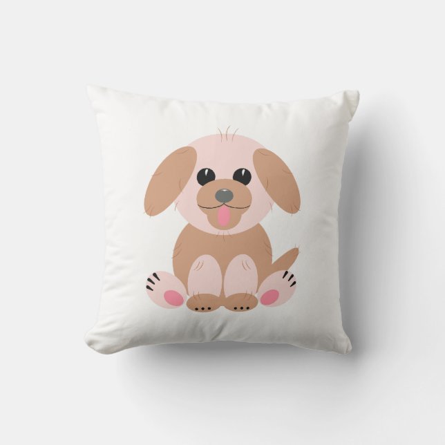 Coussin Caricature simple mignonne Pastel Chien Chien Chie (Recto)