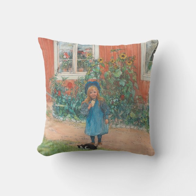 Coussin Carl Larsson - Brita Avec Chat (Recto)