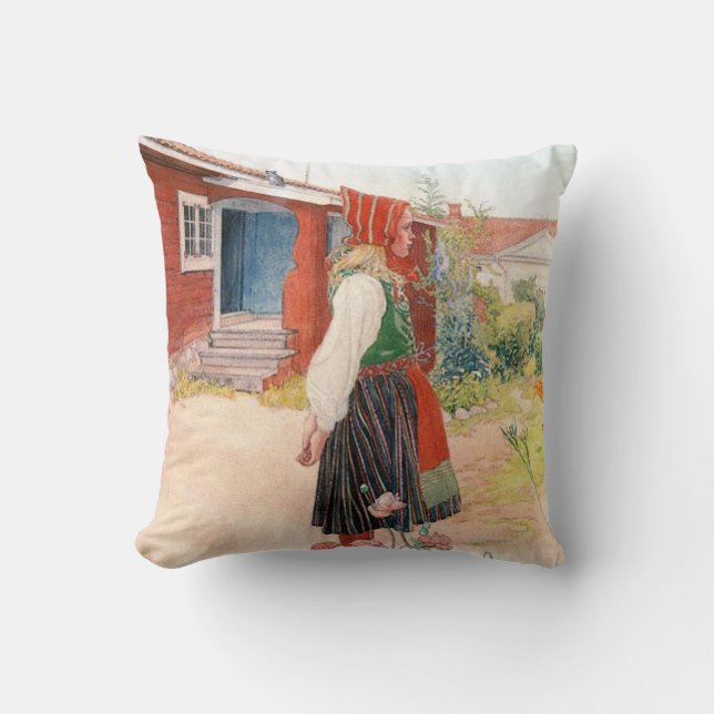 Coussin Carl Larsson devant la maison suédoise de Falun (Recto)