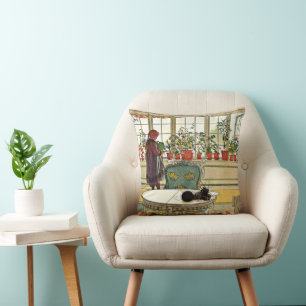 Coussin Carl Larsson, Fleurs sur le rebord de la fenêtre