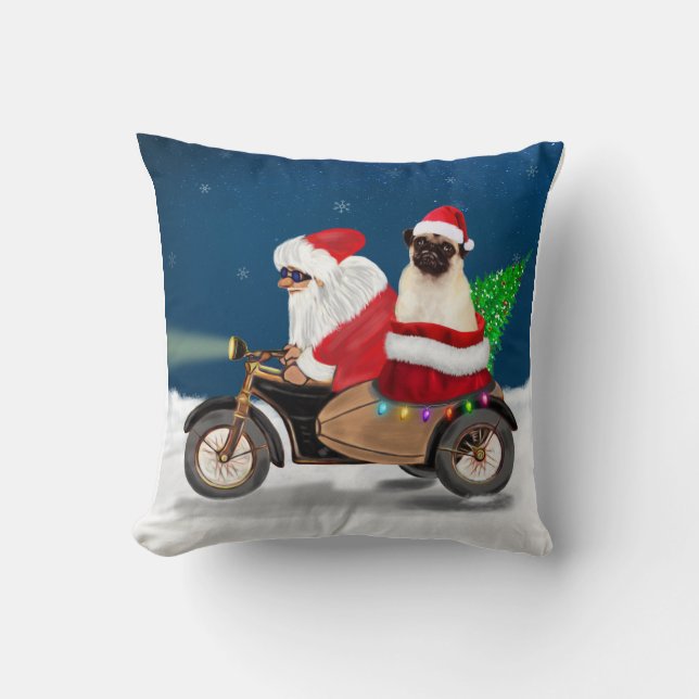 Coussin Carlin Chien Noël Père Noël (Recto)