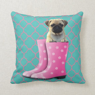 Coussin Carlin Décor Turquoise Rose