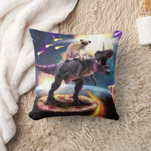 Coussin Carlin équitation dinosaur licorne dans l'espace