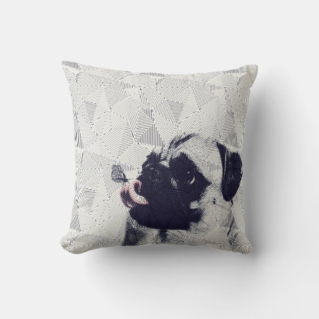 Coussin Carlin géométrique avec papillon sur la langue cou (Recto)