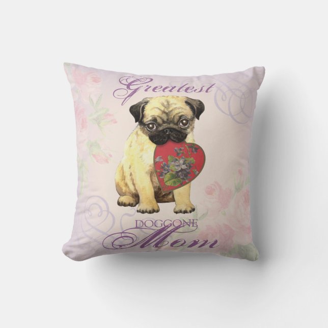 Coussin Carlin Heart Mom (Recto)