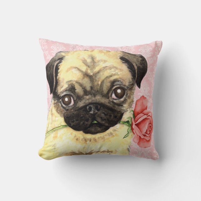 Coussin Carlin rose de Valentine (Recto)
