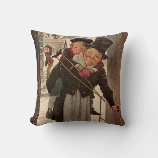 Coussin Carol de Noël : Tim & Mr Cratchit (Recto)