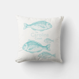 Coussin Caroline Côtière Vintage Turquoise Poisson d'Eau d