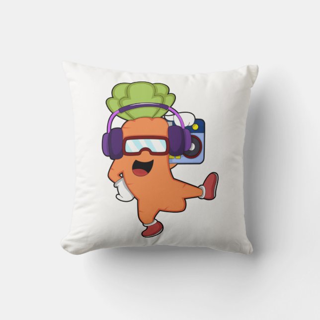 Coussin Carotte dans la musique avec casque (Recto)