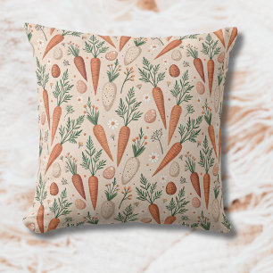 Coussin Carottes Élégantes Vintage avec Fleurs et Petits Œ