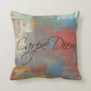Coussin Carpe Diem/saisissent le jour, multicolore peint
