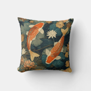 Coussin Carpeaux Koi & Nénuphar — Étang Japonais Oriental