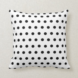 Coussin carré à pois noir et blanc