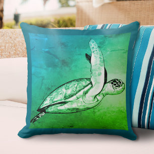 Coussin Carré d'art original Tortue de mer