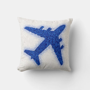 coussin carré d'avion bleu parties scintillant