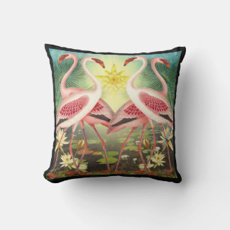 Coussin carré de Flamants roses de défilement