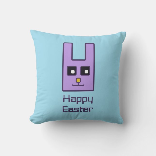 Coussin carré de lapin de Pâques (Recto)