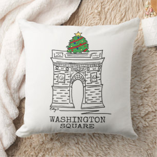 Coussin Carré de Washington Arch Tree NYC Noël