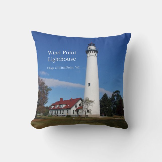 Coussin carré de Wind Point Lighthouse (Recto)