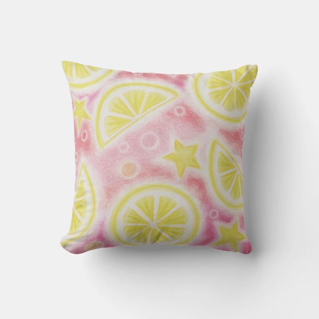 Coussin Carré d'oreiller à jetons de citron rose (Recto)