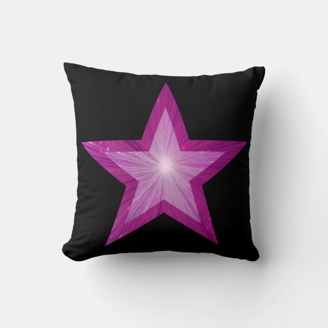 Coussin Carré d'oreiller à jetons noir rose Star (Recto)