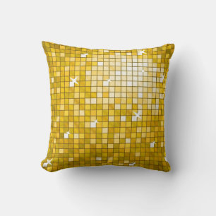 Coussin Carré d'oreiller jetable Disco Carreaux or