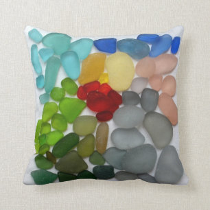 Coussin Carré en verre de photo de poterie de plage de mer