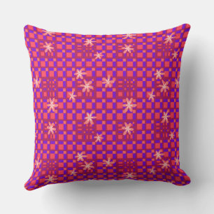 Coussin Carré floral Conundrum rouge pourpre
