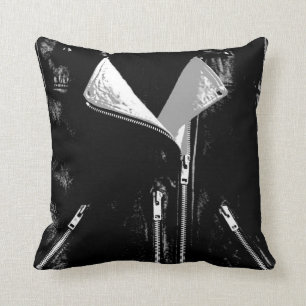 Coussin Carré imprimé de carreau de veste en cuir