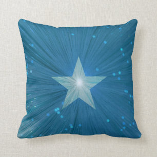 Coussin Carré imprimé de carreau d'étoile bleue