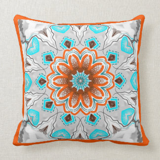 Coussin carré Jimette Design turquoise brun blanc