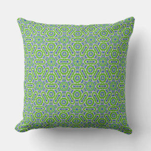 Coussin carré Jimette Design turquoise et vert Throw Pillow